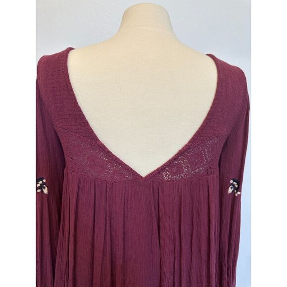 Free People Mohave Plum Embroidered Woven Mini Dress Size Small - Picture 8 of 10